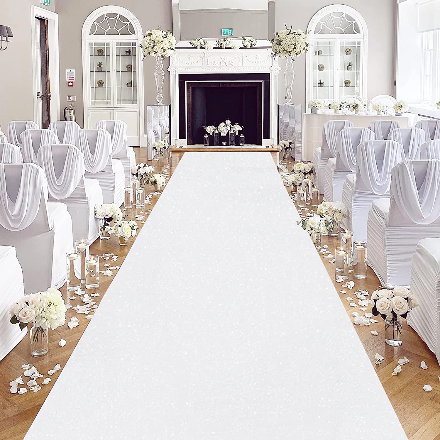 Aisle Runner White - Tapis de mariage blanc romantique, tapis